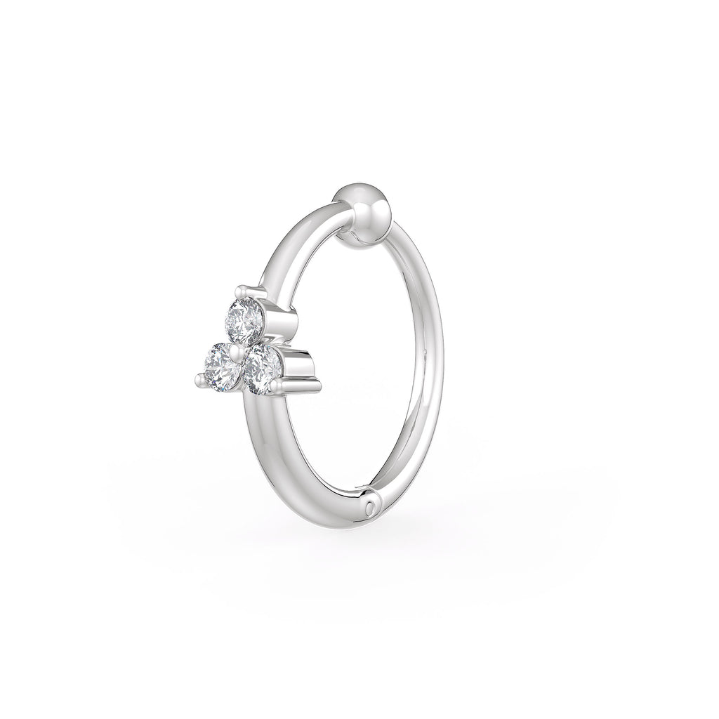 18ct White Gold Diamond Nose Hoop Ring
