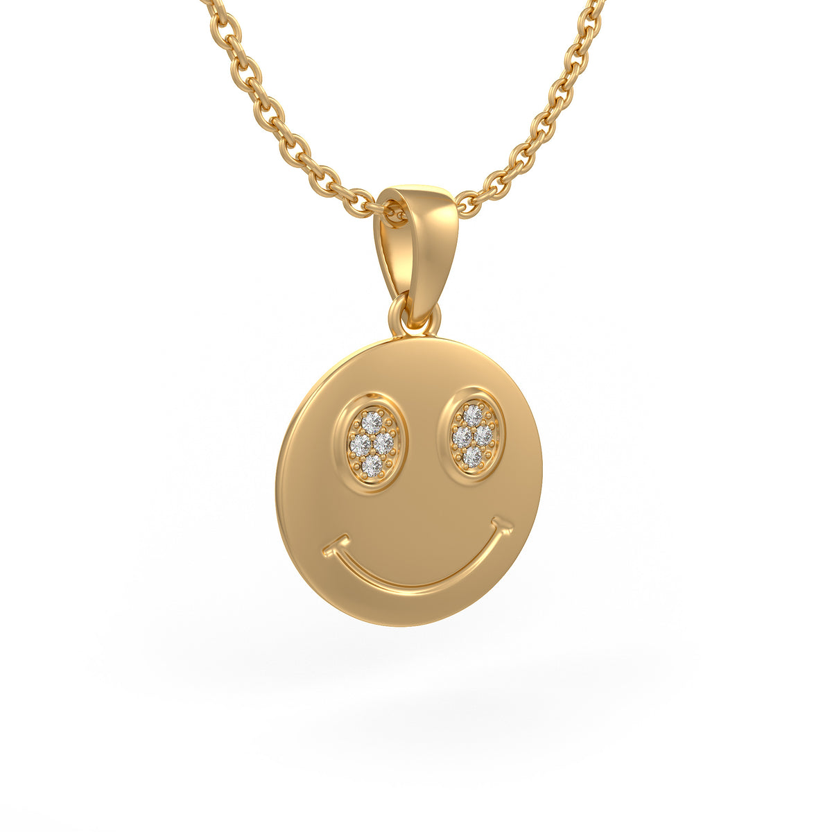 18ct Yellow Gold Diamond Necklace Smiley Emoji Face – London Diamond Online