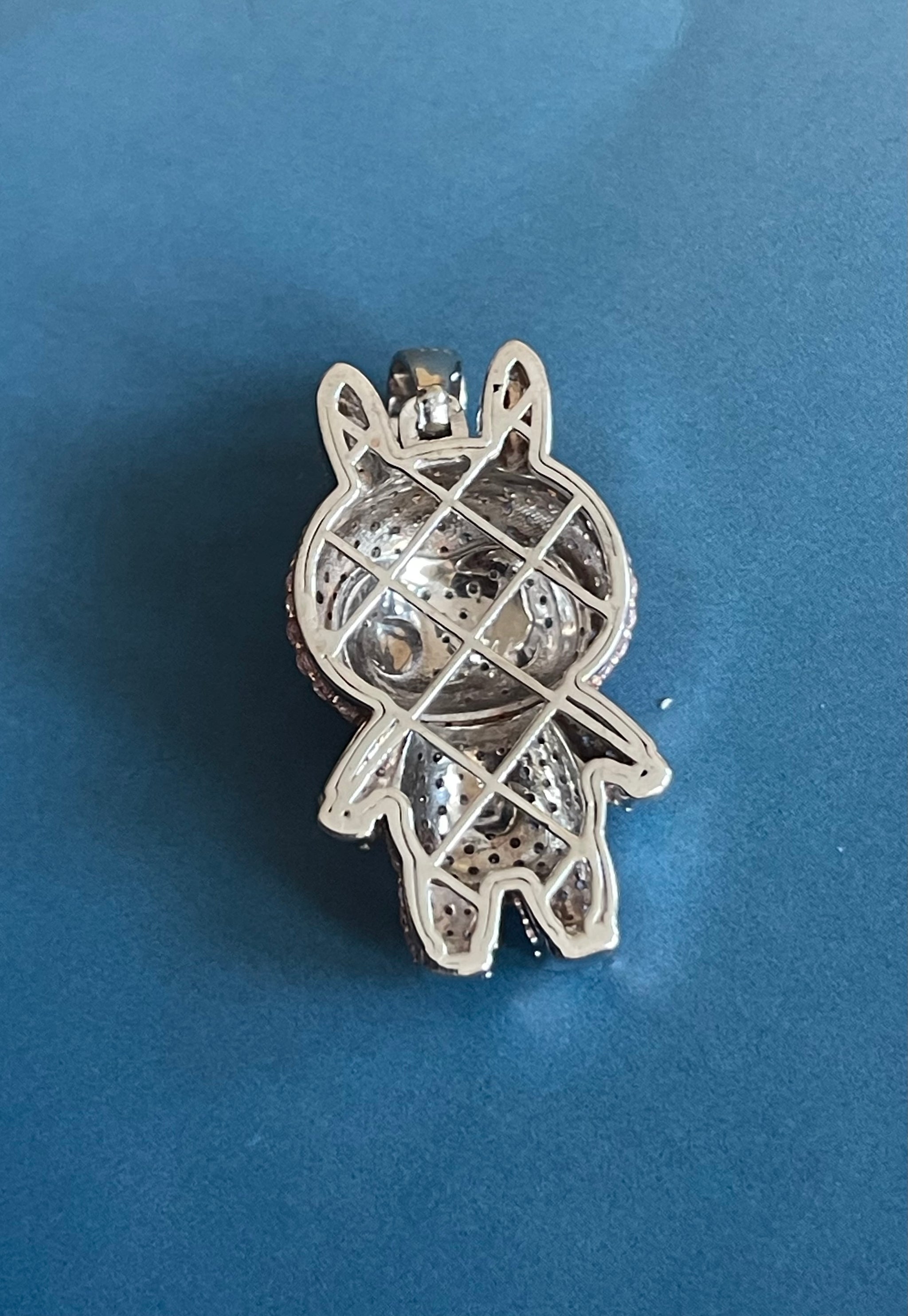 925 Silver Baby Pink Labubu Doll Pendant Zirconia Encrusted Rare