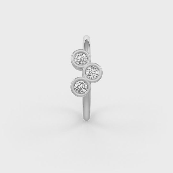 Classic skinny diamond nose hoop trilogy 18ct white gold
