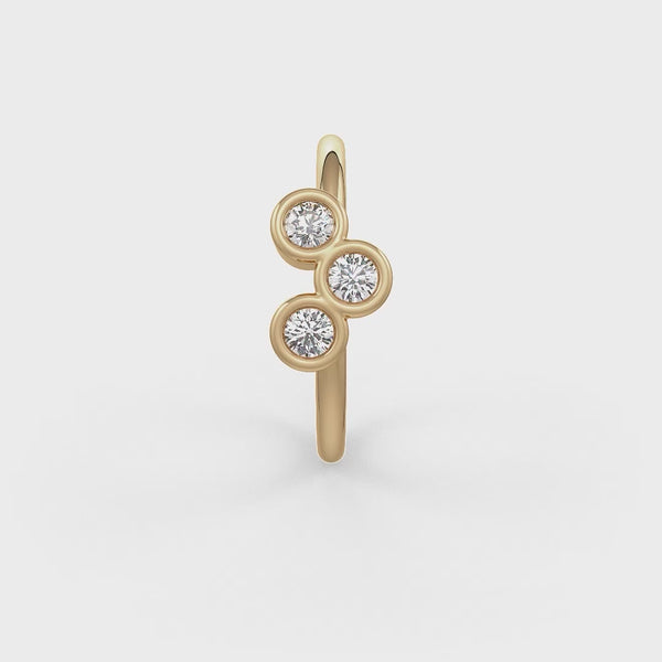 Delicate skinny diamond nose hoop 18ct yellow gold