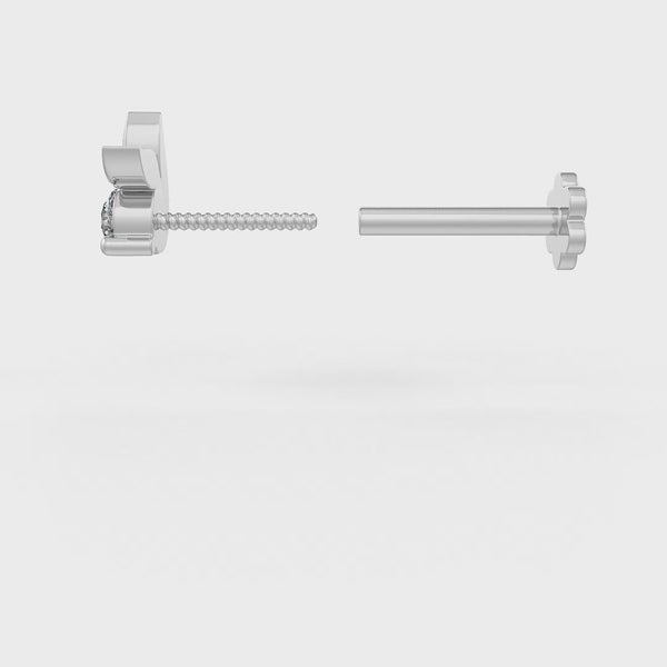 18ct white gold 0.08ct diamond nose stud in a leaf design