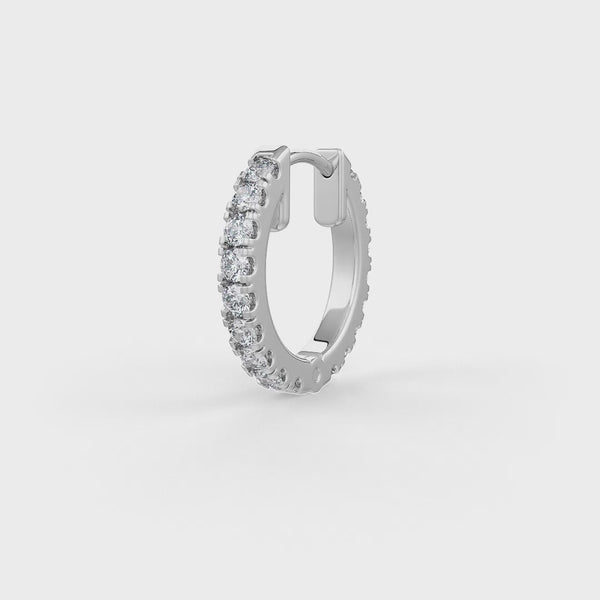 Stylish 18ct white gold full eternity diamond hoop earring