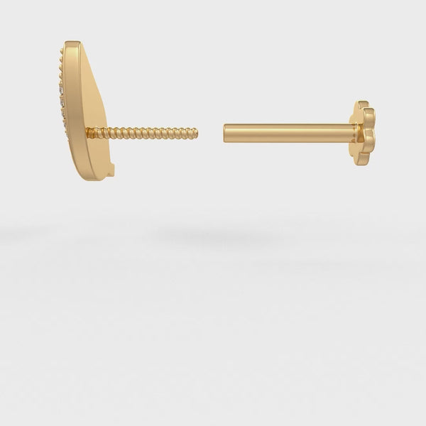 Fine diamond leaf nose stud in yellow gold