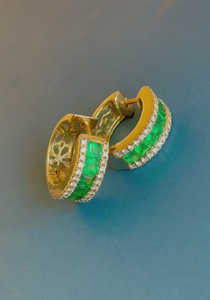princess cut emerald hoop earrings