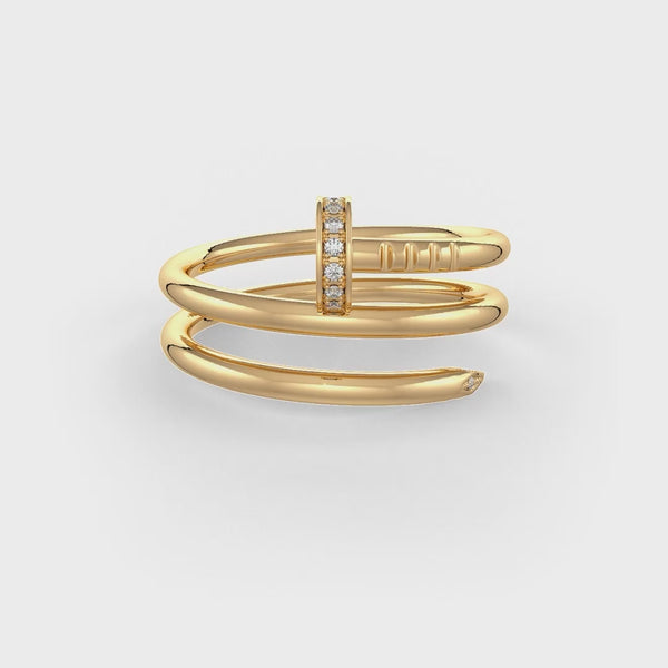 Elegant 18ct yellow gold nail ring with 0.35ct diamonds