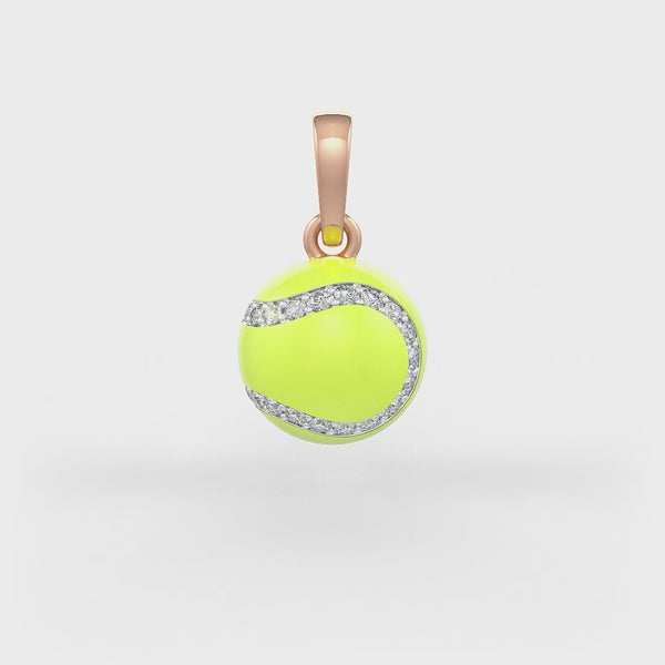 Rose gold diamond tennis ball pendant