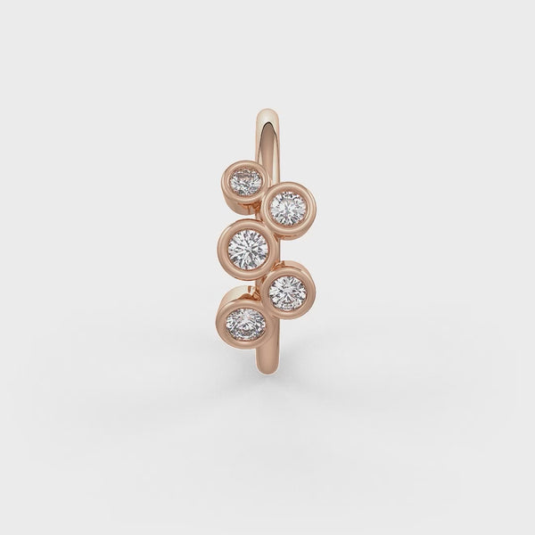 Rose gold skinny diamond nose hoop ring