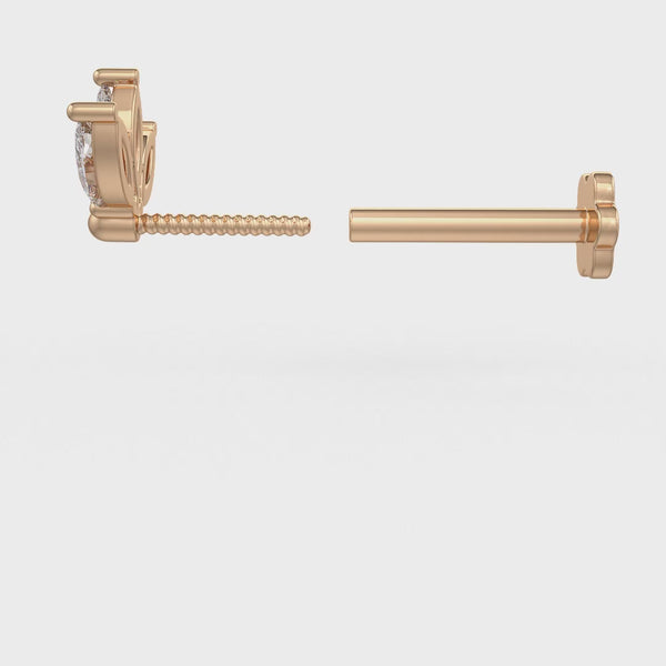 Stylish rose gold diamond nose pin with screwback