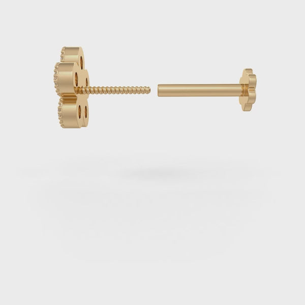 Classic daisy flower diamond nose stud 18ct yellow gold