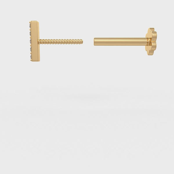 Side view of threaded diamond bar nose stud