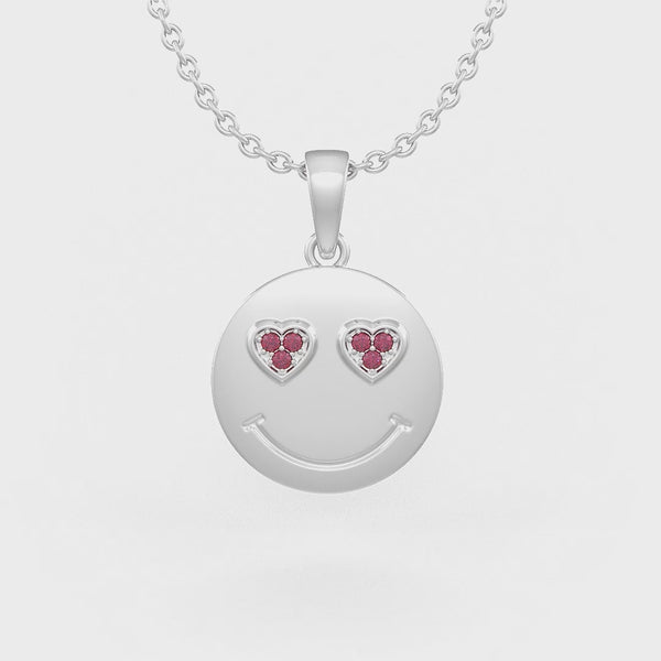 Premium white gold emoji necklace