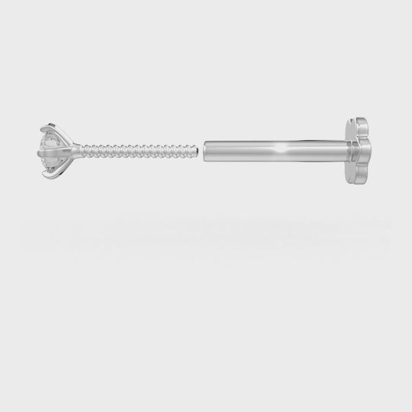 Diamond nose stud with screw back in white gold