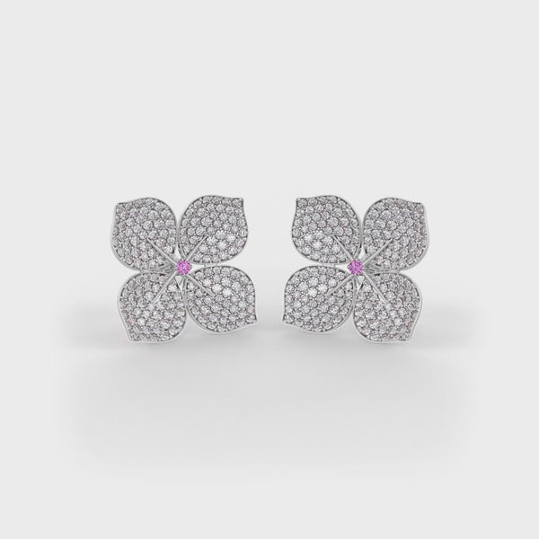 Cervin Blanc hydrangea diamond earrings