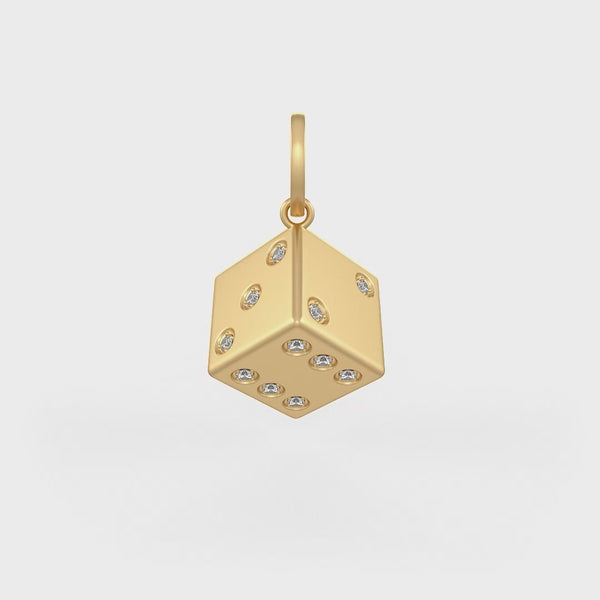 Legendary diamond dice charm in gold