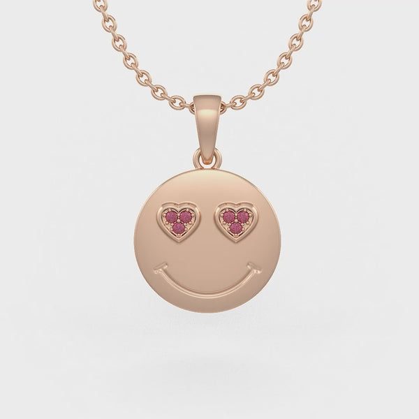 Exclusive Cervin Blanc ruby emoji necklace in 18ct rose gold