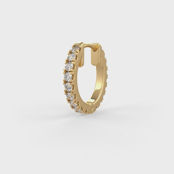 Diamond hoop earring 10mm in 18ct yellow gold