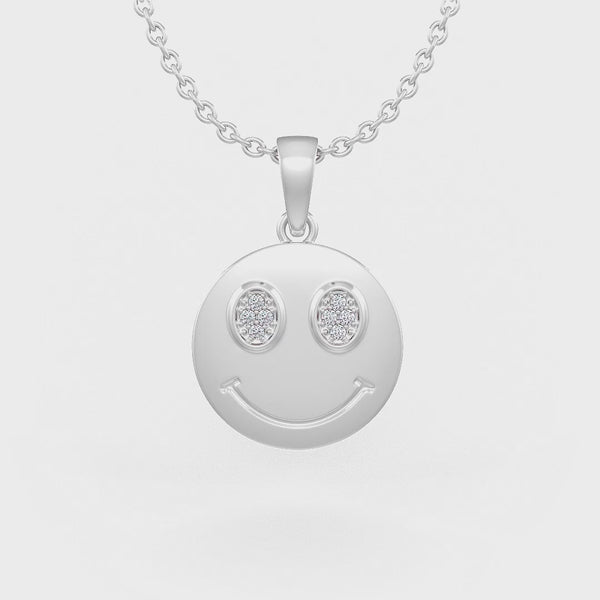 Luxury Cervin Blanc smiley emoji face diamond necklace