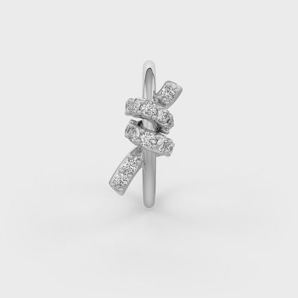 18ct white gold skinny knot nose ring
