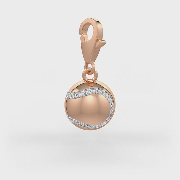 Elegant diamond tennis ball charm pendent