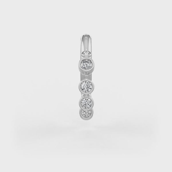 Luxury 8mm hoop earring with bezel diamond detail
