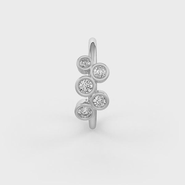 Skinny 18ct white gold diamond nose hoop with bubble design
