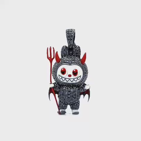 Halloween labubu silver pendant