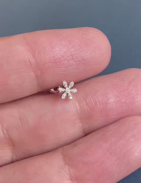 Diamond daisy nose stud in 18ct white gold