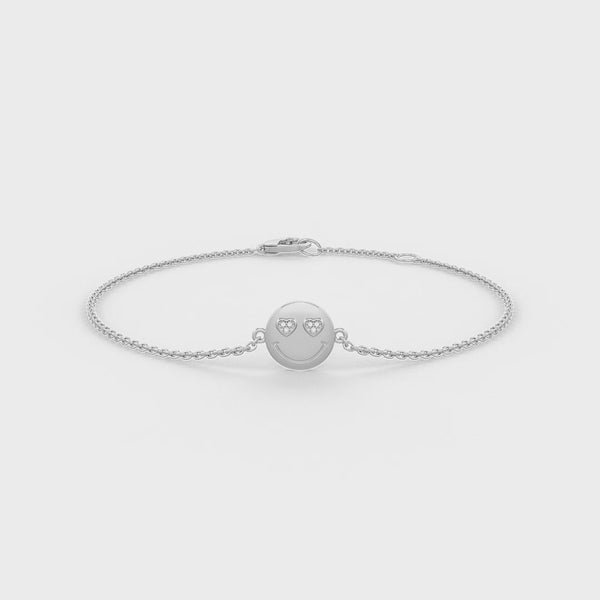 Diamond smiley face bracelet in 18ct white gold