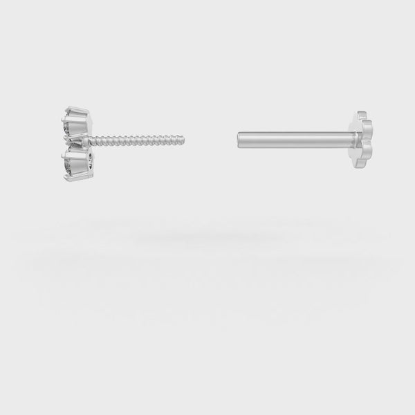 Stunning Toi et Moi 18ct white gold twin stud