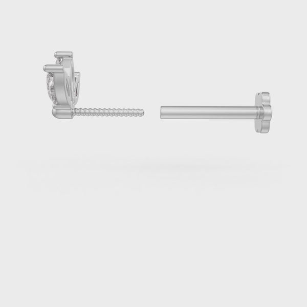 Chic 18ct white gold marquise diamond nose pin