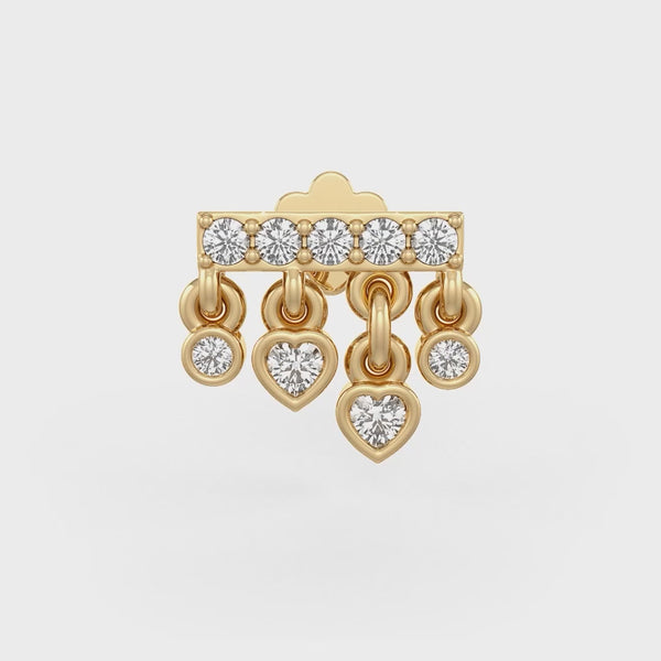 0.10ct waterfall heart diamond nose stud