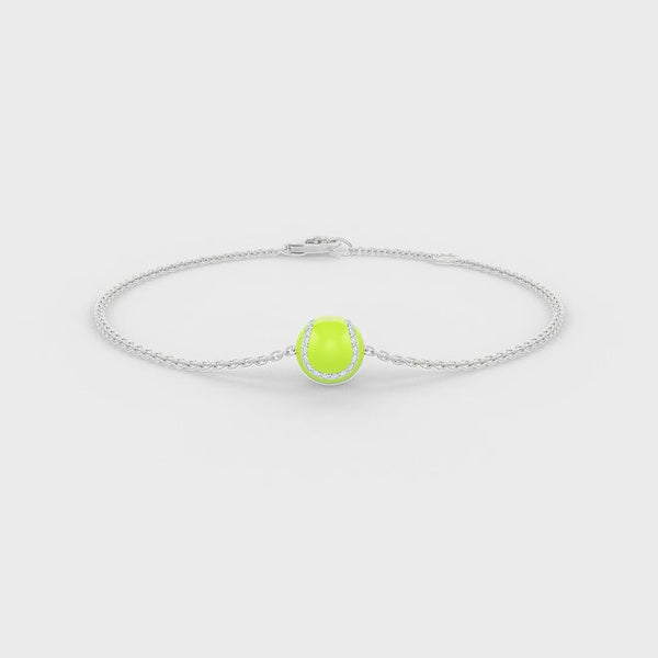 Luxurious white gold tennis ball diamond bracelet in white gold .25ct enamel