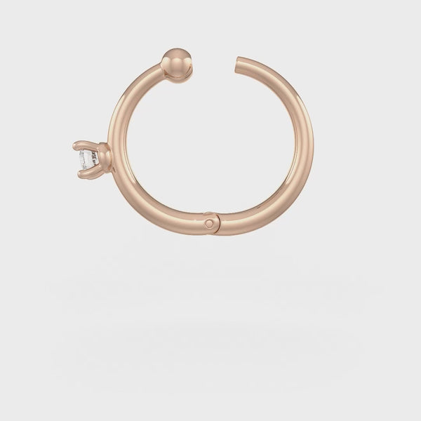 Rose gold diamond nose hoop ring for nasal piercing