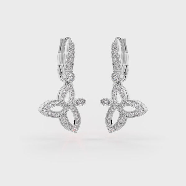 Dazzling lotus flower drop earrings with 0.50ct diamonds