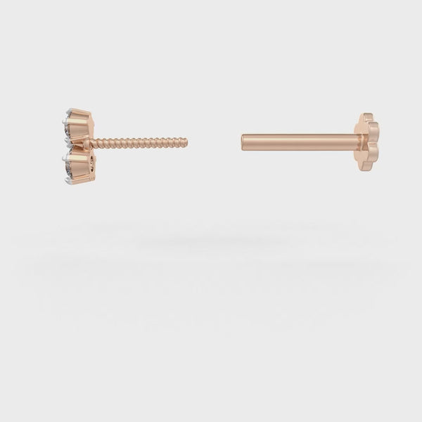 Rose gold twin diamond nose pin with screwback
