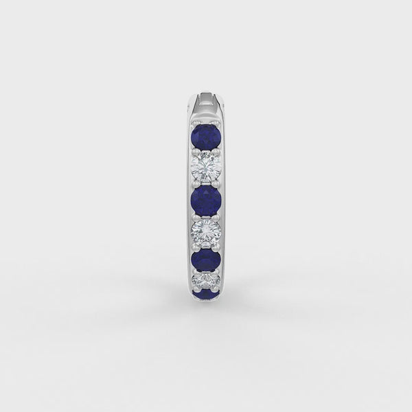Elegant skinny diamond sapphire nose hoop