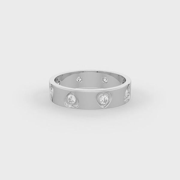 Bespoke 9ct white gold zirconia love ring