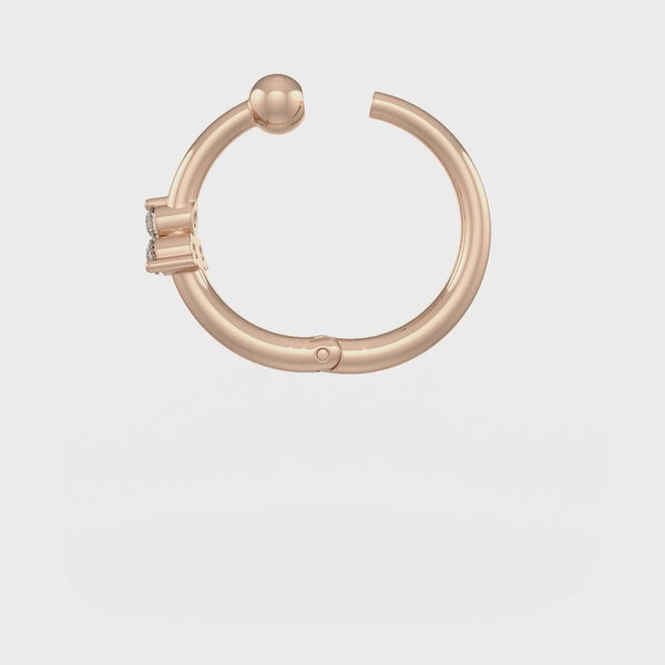 Rose gold nose hoop ring with clicker clasp open