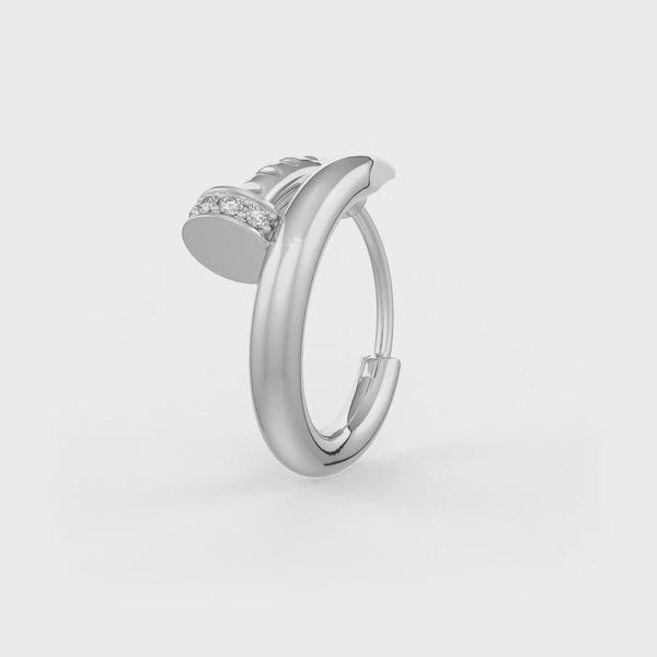 Luxury white gold nail hoop