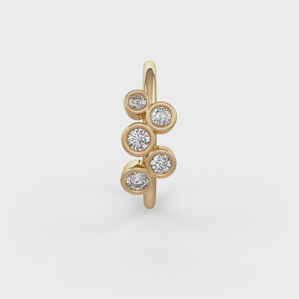 Yellow gold skinny diamond nose hoop ring