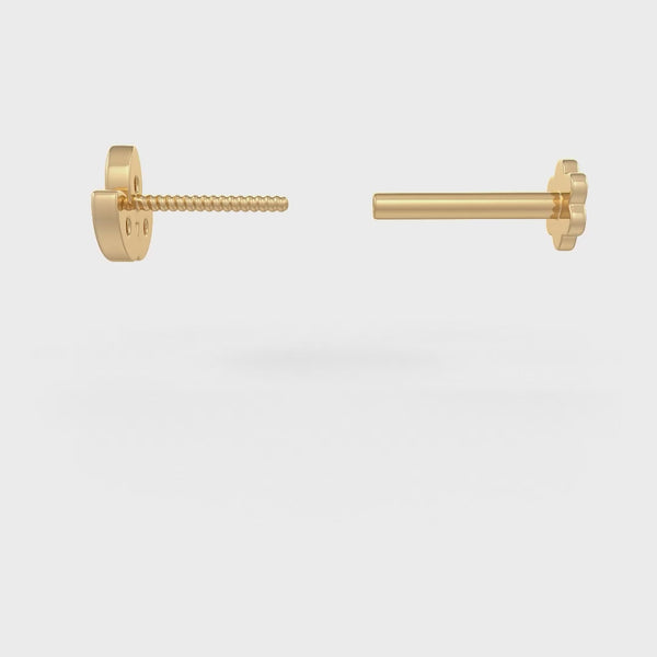 Classic 18ct yellow gold lotus flower diamond nose stud