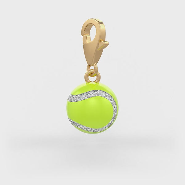 Diamond tennis charm enamel tennis ball
