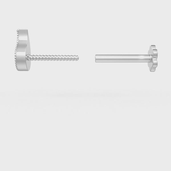 White gold nose stud with screw back and smooth finish