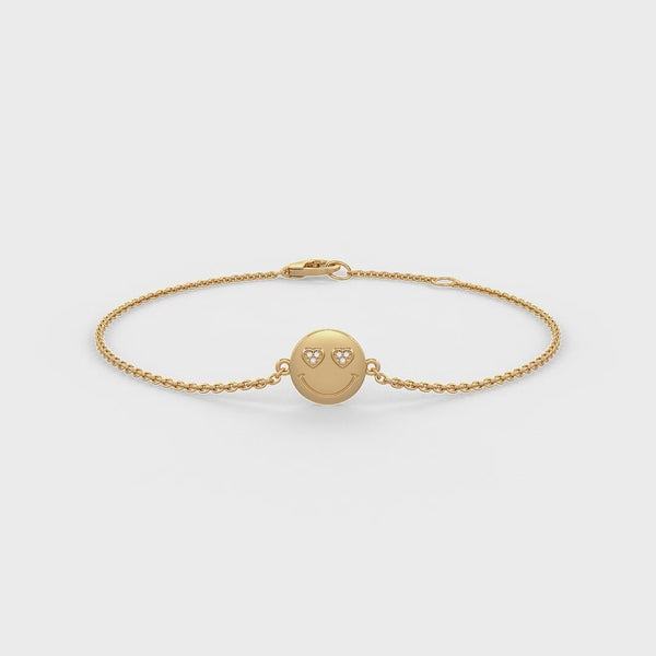 Smiley face diamond bracelet crafted in 18ct yellow gold