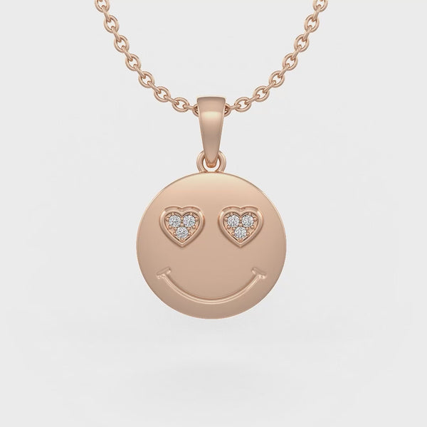 Luxury In Love emoji diamond necklace in rose gold