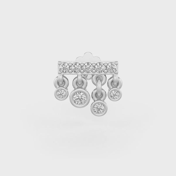Elegant 18ct white gold waterfall diamond stud