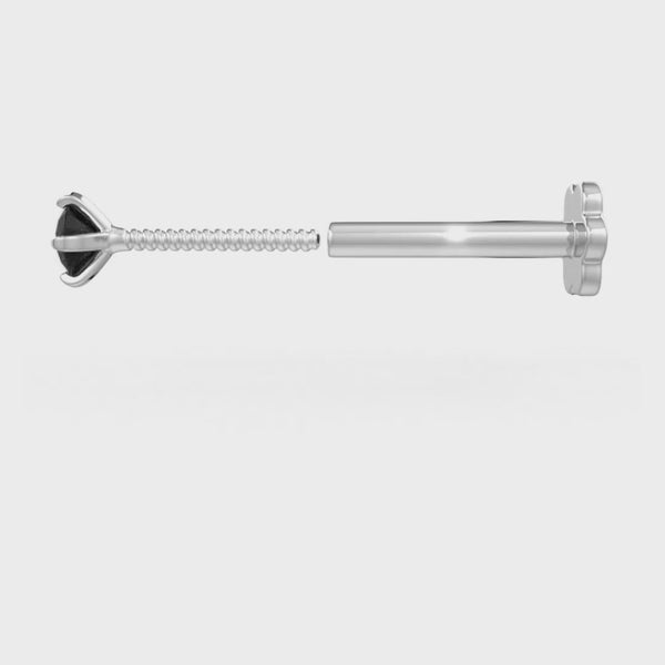 Elegant black diamond nose stud in 18ct white gold