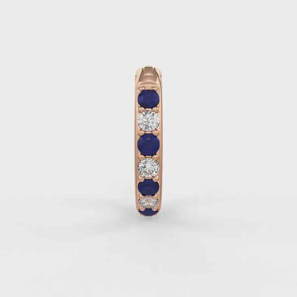 18ct rose gold skinny sapphire nose hoop