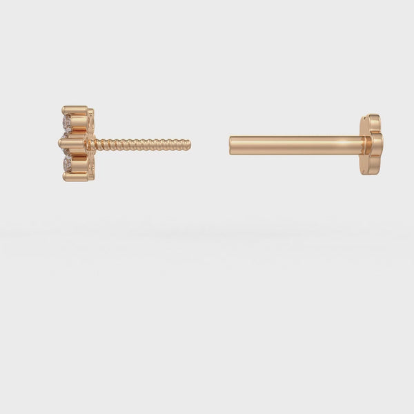 Stylish diamond nose pin stud in 18ct